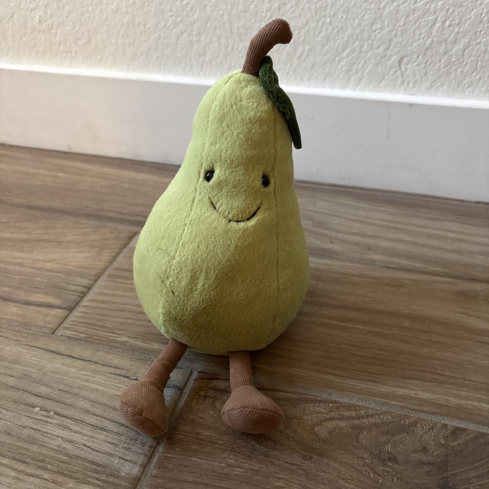 Jellycat Amuseable Pear Soft Plush Toy Green Fruit Collectible A6PEAR Small 11"